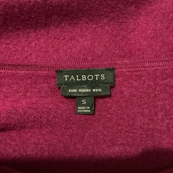 Talbots Merino Wool Sweater Women Small Long Sleeve Button Accent Magenta Red - Picture 5 of 8